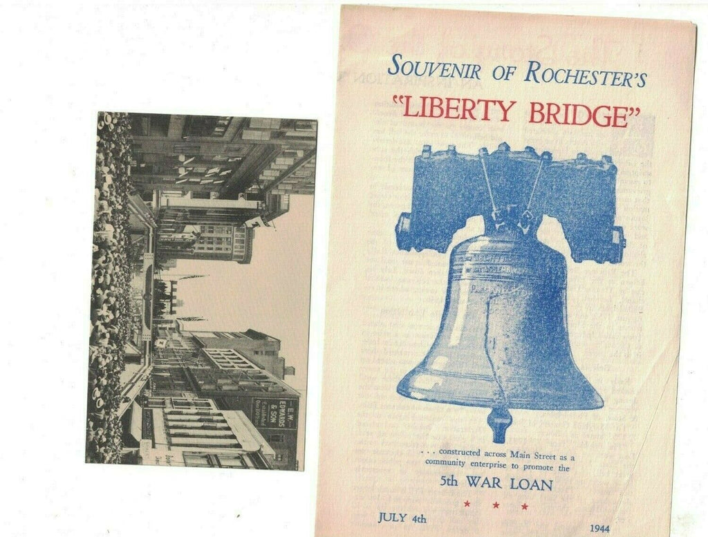 Rochester Liberty Bridge Souvenir Program & Card July 4 1944 5th War Loan NY