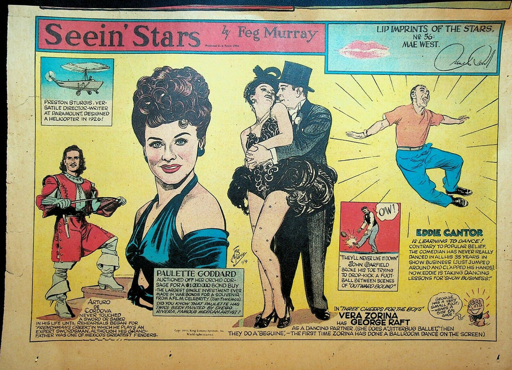 Seein Stars Comic Strip January 9 1944 Paulette Goddard Eddie Cantor