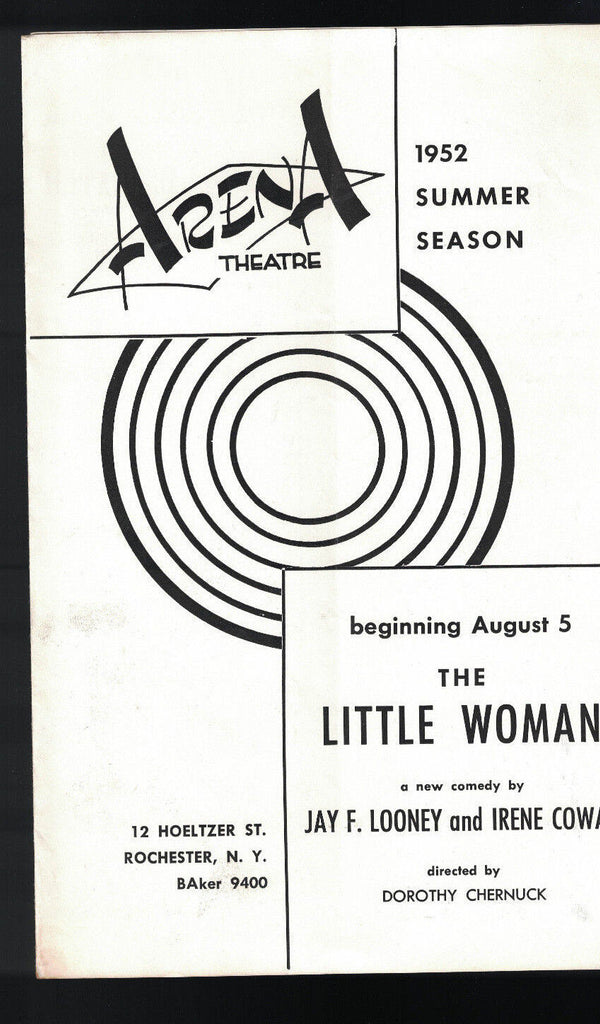 The Little Woman Program 1952 Arena Theatre Rochester NY Frank Borgman