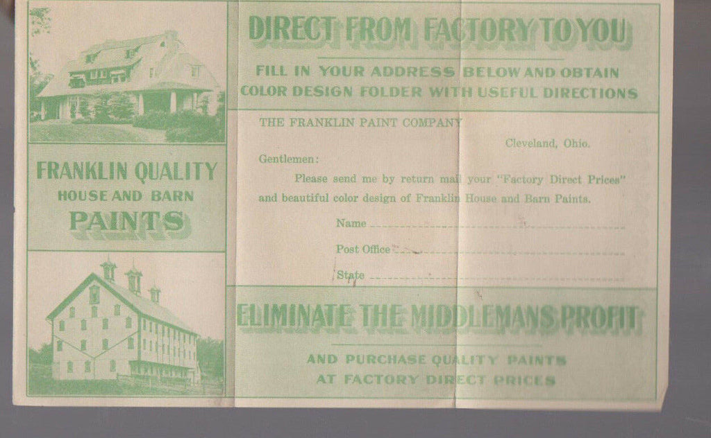 Franklin Quality House & Barn Paints 1940s Ad Sheet