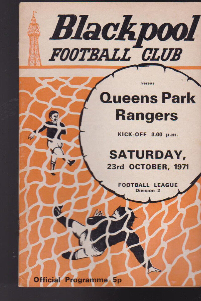 QPR Queens Park Rangers At Blackpool FC October 23 1971 Soccer Program Football