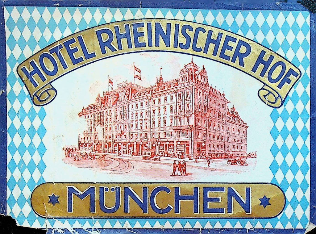 Hotel Rheinischer HOF Munchen Munich Germany Luggage Label