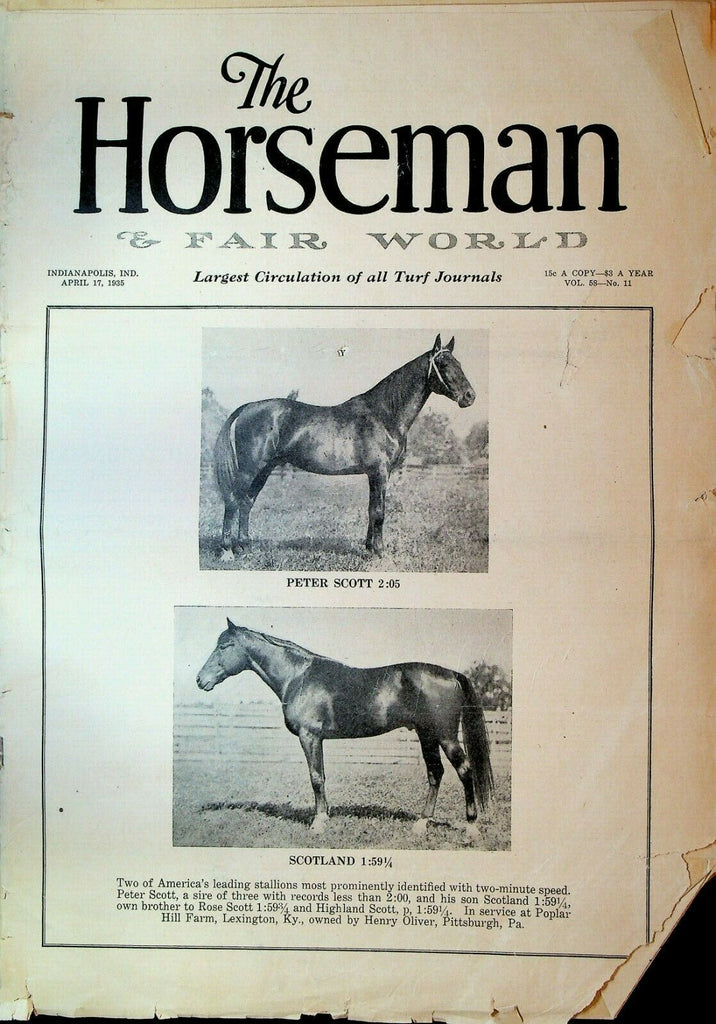 Horseman & Fair World Magazine Harness Racing April 17 1935 Peter Scott