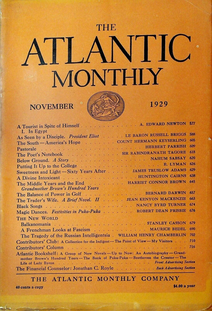 Atlantic Monthly November 1929 Golf Egypt Puka-Puka The South
