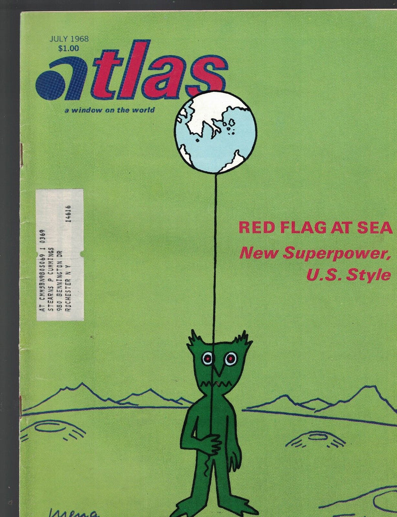 Atlas Magazine July 1968 Red Flag at Sea USSR Jean Paul Sartre Hong Kong