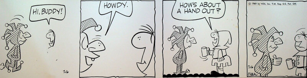 Short Ribs by Frank O'Neal Original Comic Strip Art July 16 1969 Beggar Hand Out