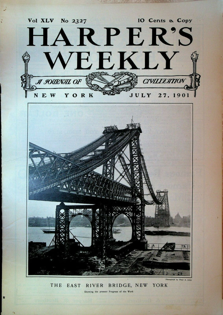 Harper's Weekly July 27 1901 East River Bridge Oklahoma Territory China