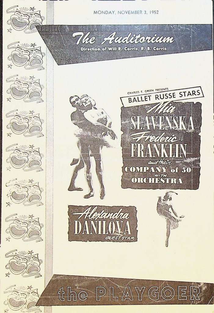 Mia Slavenska Frederic Franklin Program Ballet Russe November 3 1952