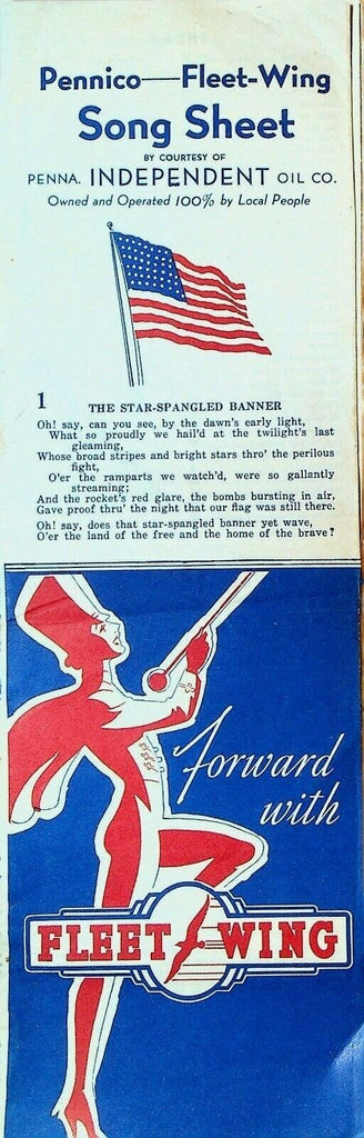 Pennico Fleet Wing Song Sheet Pennsylvania Independent Oil Co Penna