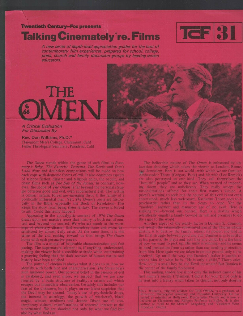 The Omen Talking Cinemately re Films TCF 31 (Critical Evaluation)