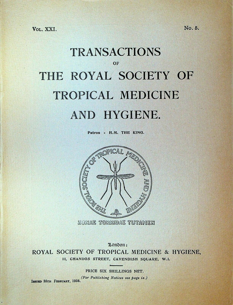 Royal Society of Tropical Medicine & Hygiene February 1928 Egypt Cameroon