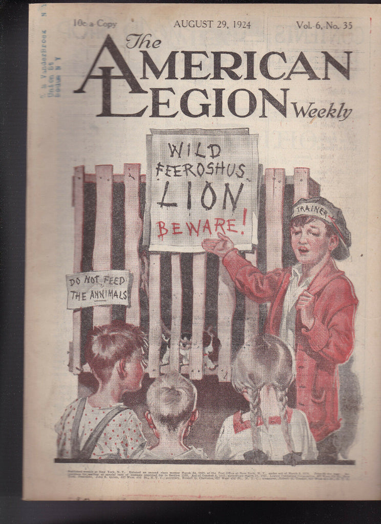 American Legion Magazine Emmett Watson Cat Cover August 29 1924