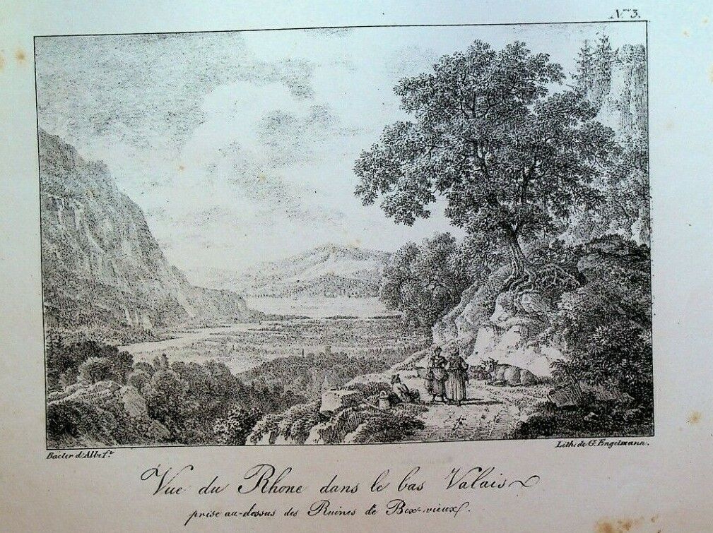 Godefroy Engelmann Lithograph 1820s Vue Du Rhone dans la bas Valais #3