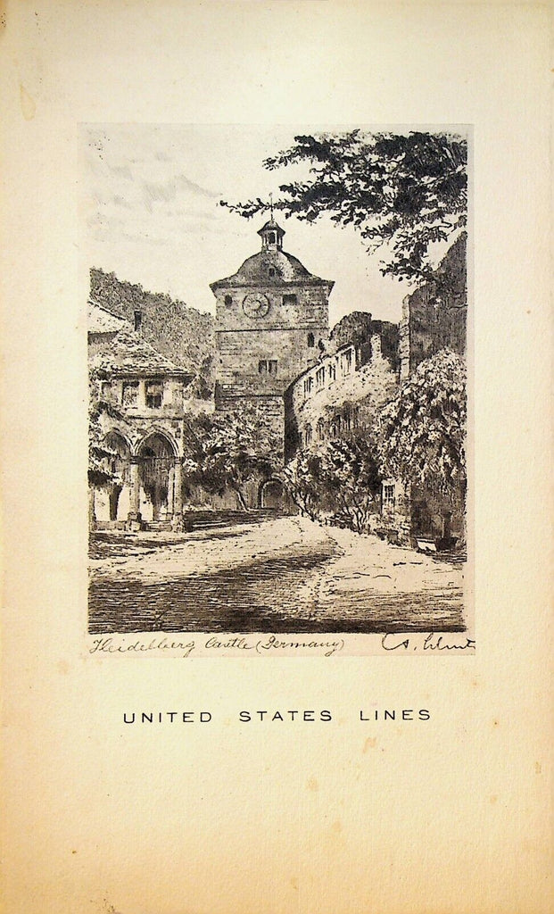 United States Line RMS Mrs Simpson Menu February 13 1937 Heidelberg Castle
