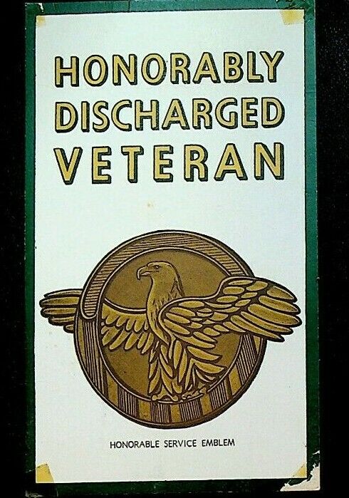 Honorably Discharged Veteran Card 1945 World War II Franklin Fire Insurance