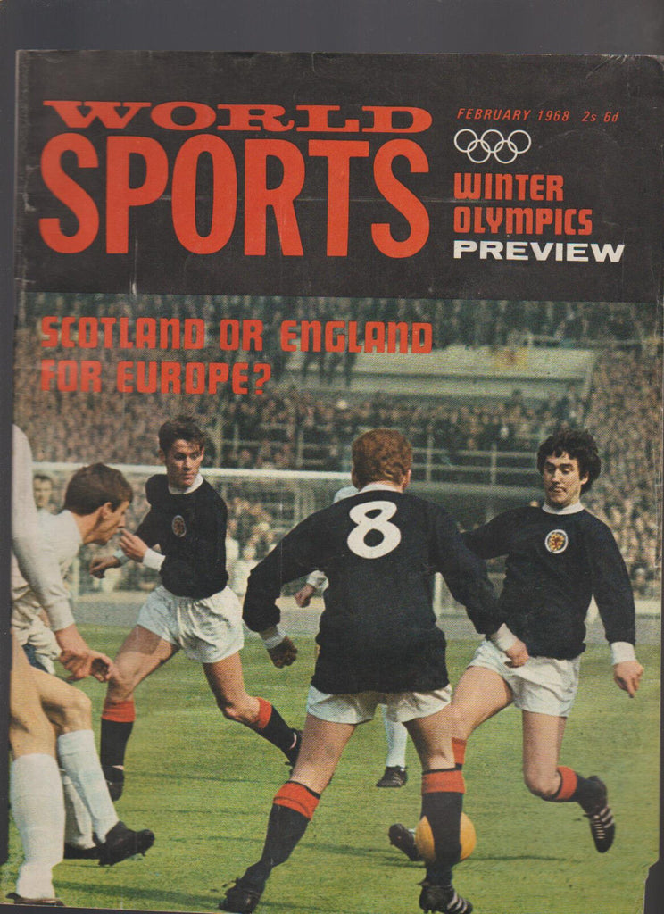 World Sports Magazine February 1968 Winter Olympics England Scotland Soccer