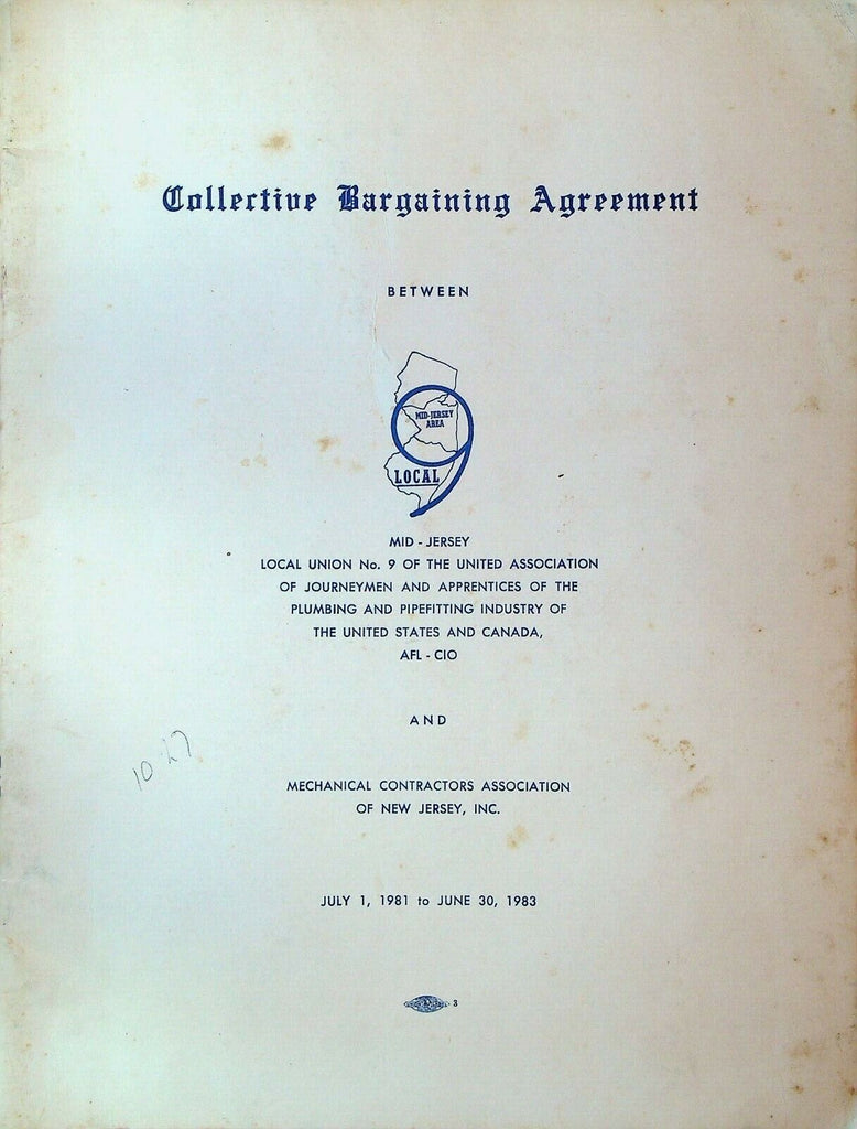 Plumbing Pipefitting Union Mid New Jersey 1981 Collective Bargaining Agreement