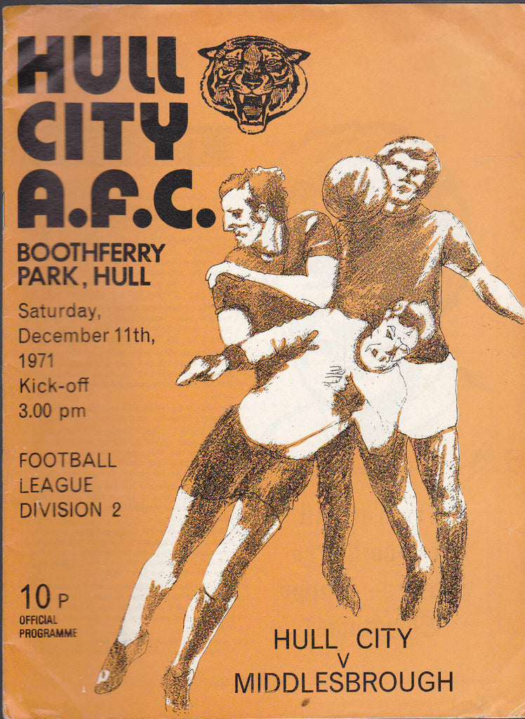 Hull City Tigers Official Programme v Middlesbrough December 11 1971