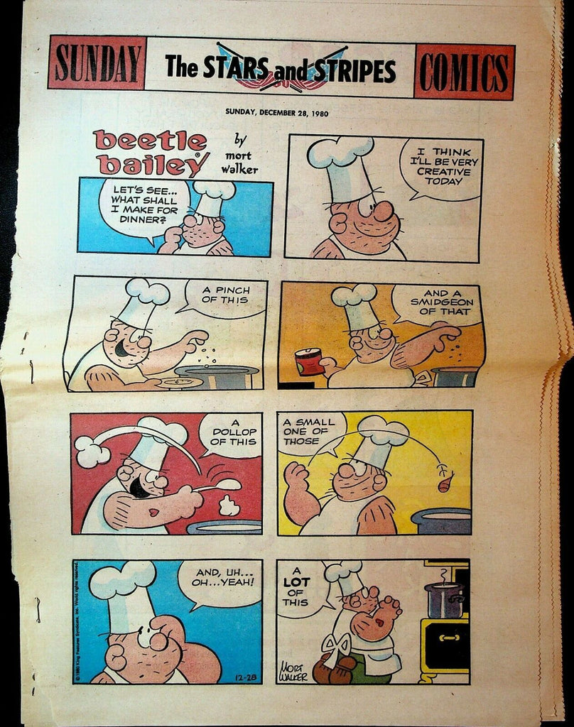Stars & Stripes Sunday Comics Section December 28 1980 Beetle Bailey