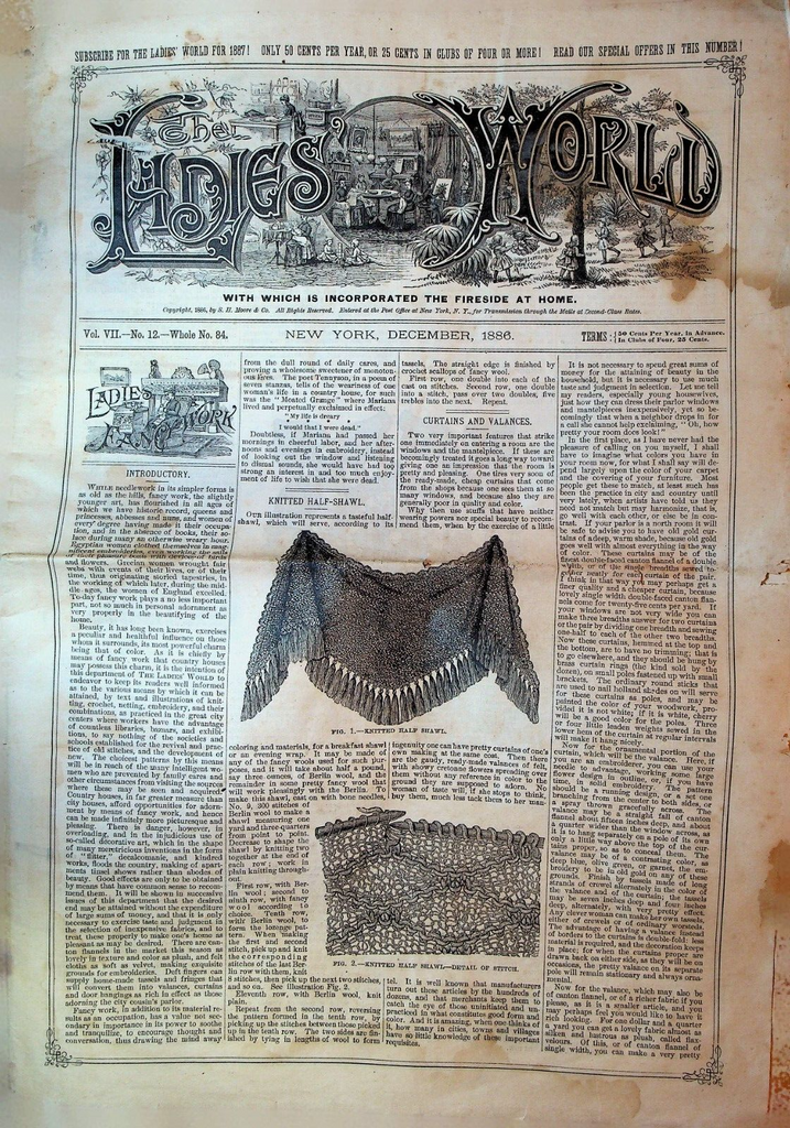 Ladies World December 1886 Fashion Garden Fancywork Waltz Sheet Music