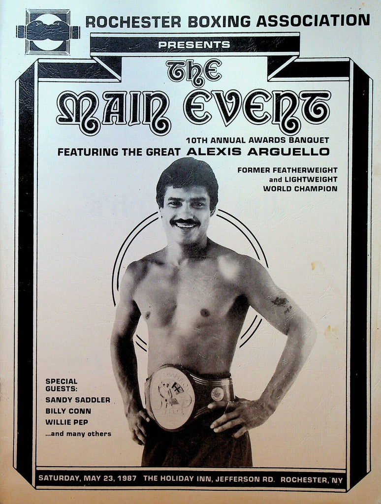 Rochester NY Boxing Association Main Event Program May 23 1987 Alexis Arguello