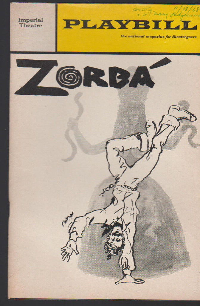 Zorba Playbill November 1968 Maria Karniloa Herschel Bernardi