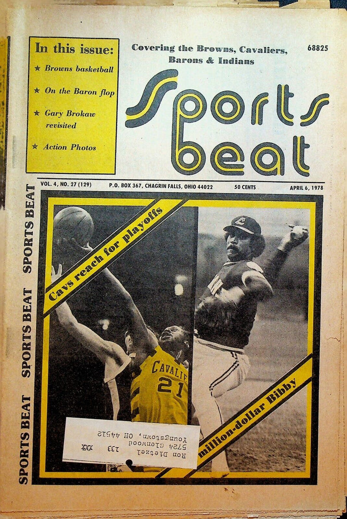 Sports Beat Magazine April 6 1978 Jim Bibby Gary Brokaw Cleveland Barons