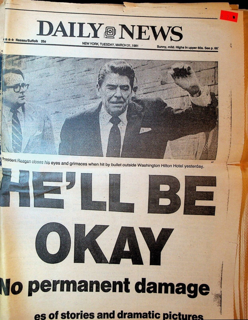 New York Daily News March 31 1981 Ronald Reagan Indiana Hoosiers Basketball