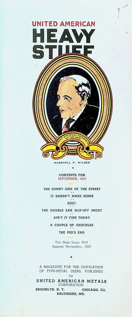 United American Metals Heavy Stuff Magazine September 1937 Brooklyn NY