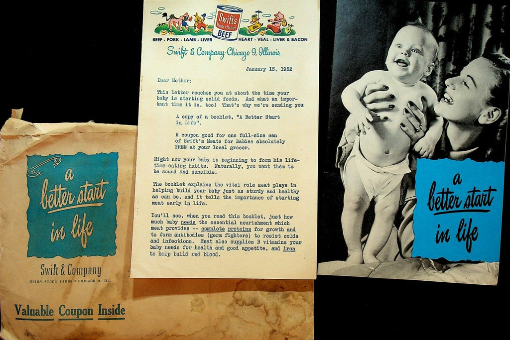 Swift & Co Swift's Meats for Babies Brochure Mailer & Letter 1952