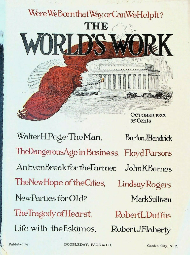 World's Work Magazine October 1922 William Randolph Hearst Walter H Page