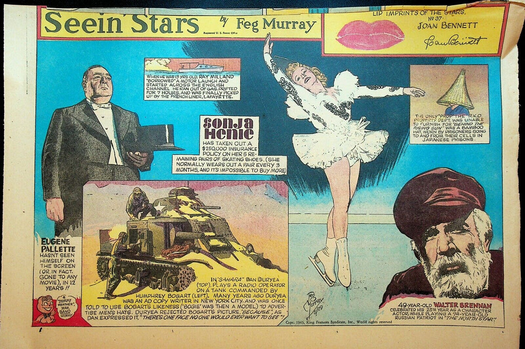 Seein Stars Comic Strip August 29 1943 Sonja Henne Walter Brennan
