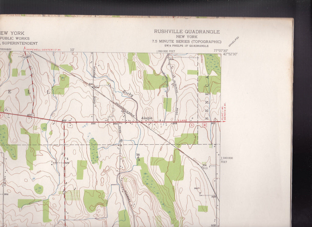 Rushville Quadrangle New York  US Geological Survey Map 1952