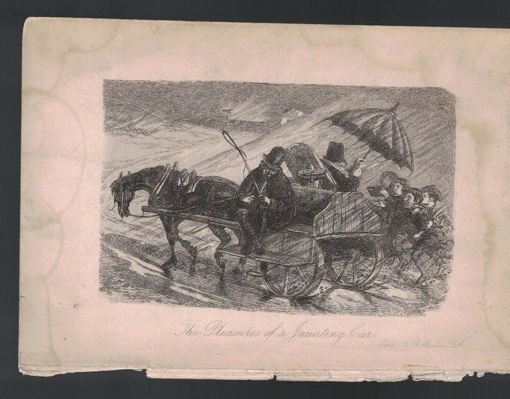 The Pleasures of a Jaunting Car 1885 print 5 x 7 1/4