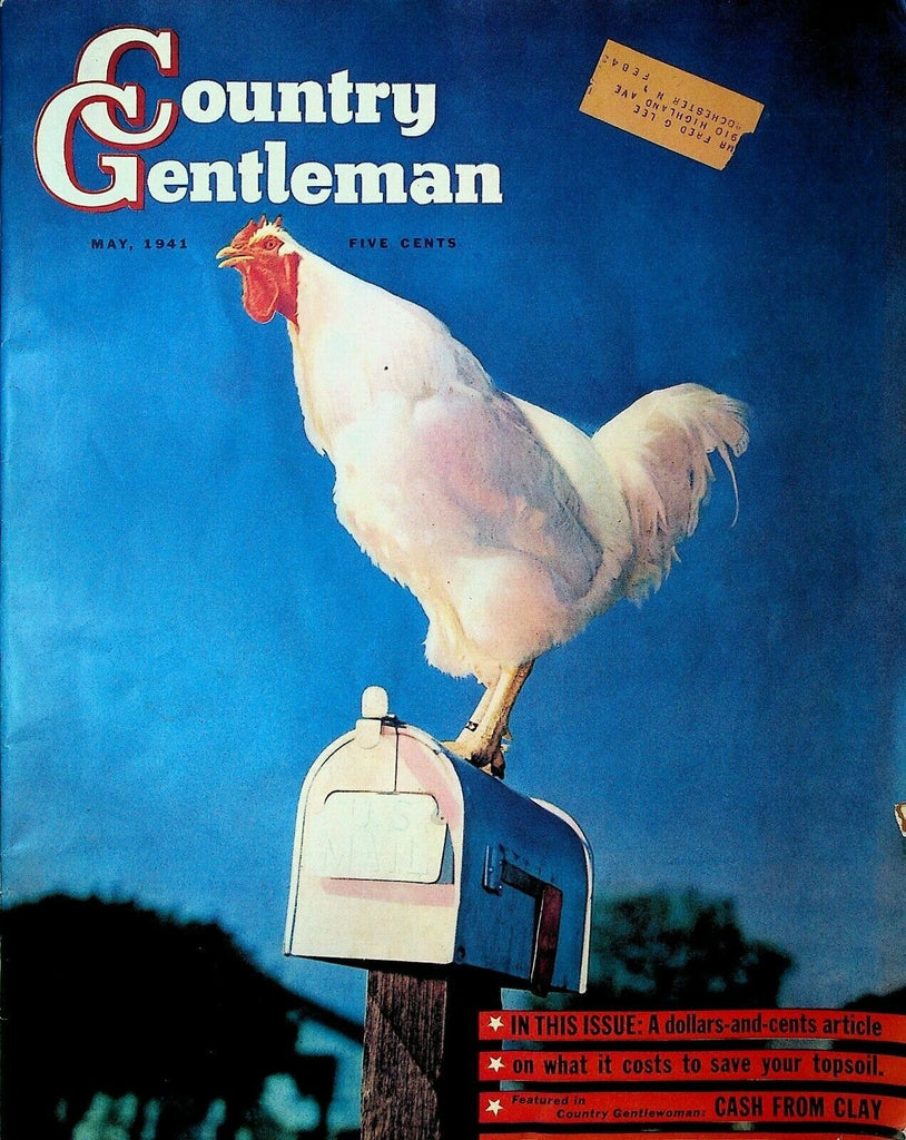 Country Gentleman Magazine May 1941 Rooster on Mailbox Cover Leslie T White