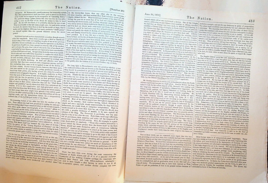 The Nation Magazine June 30 1870 China Crispins Horace Greeley