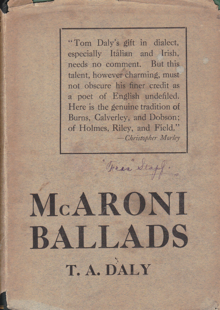 McAroni Ballads by TA Daly (HC DJ) 1919 Poetry Book