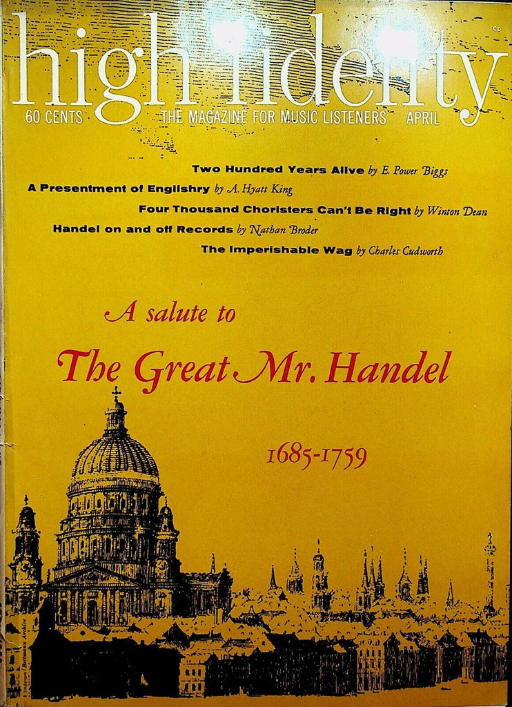High Fidelity Magazine April 1959 George Frideric Handel Hi-Fi Stereo