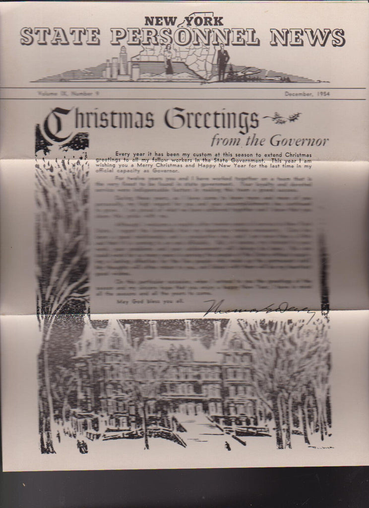 New York State Personnel News December 1954 Labor Workers Christmas Greetings