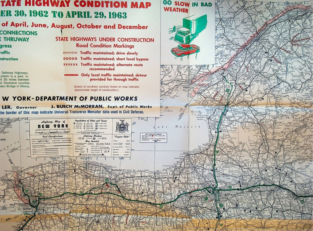 New York State Highway Condition Map December 30 1962 to April 29 1963 Roads