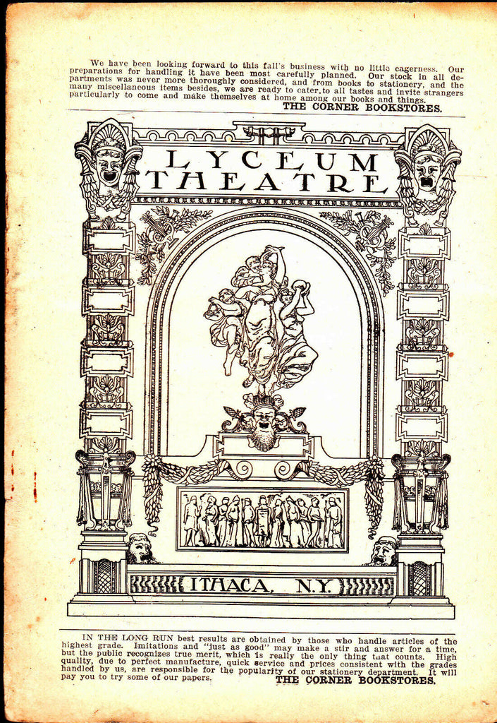 Divorcons Lyceum Theatre Ithaca NY Program Grace George  September 21 1908
