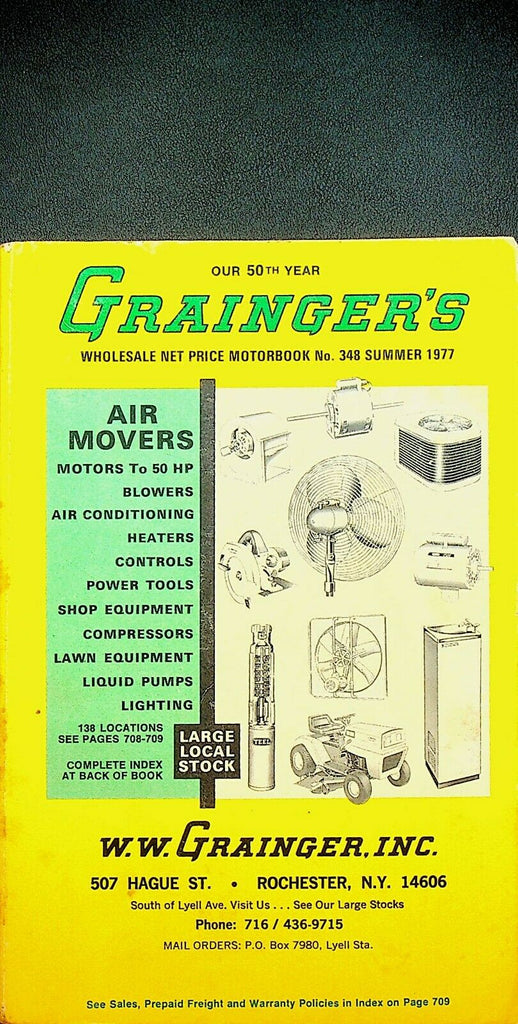 WW Grainger's Whole Motorbook #348 Summer 1977 Motors Power Tools Lighting