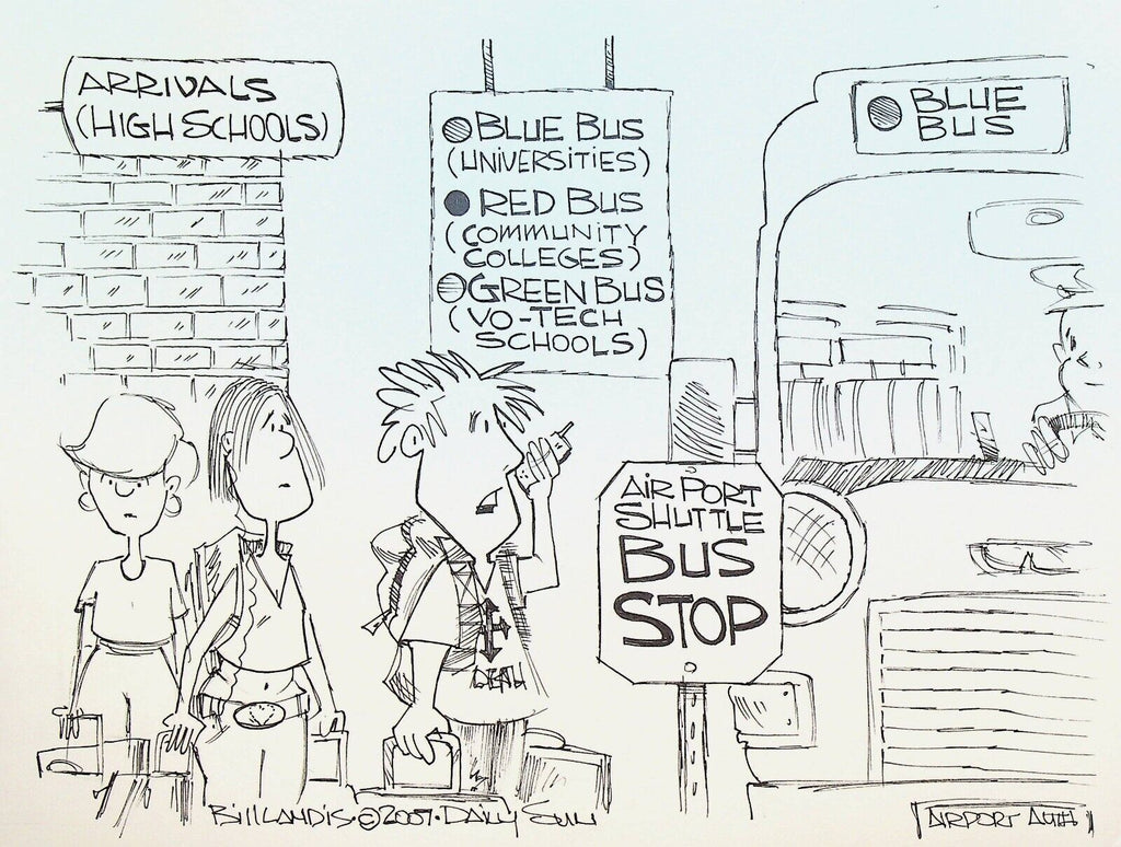 Bill Landis Original Cartoon Art The Villages Daily Sun 2007 Airport Shuttle