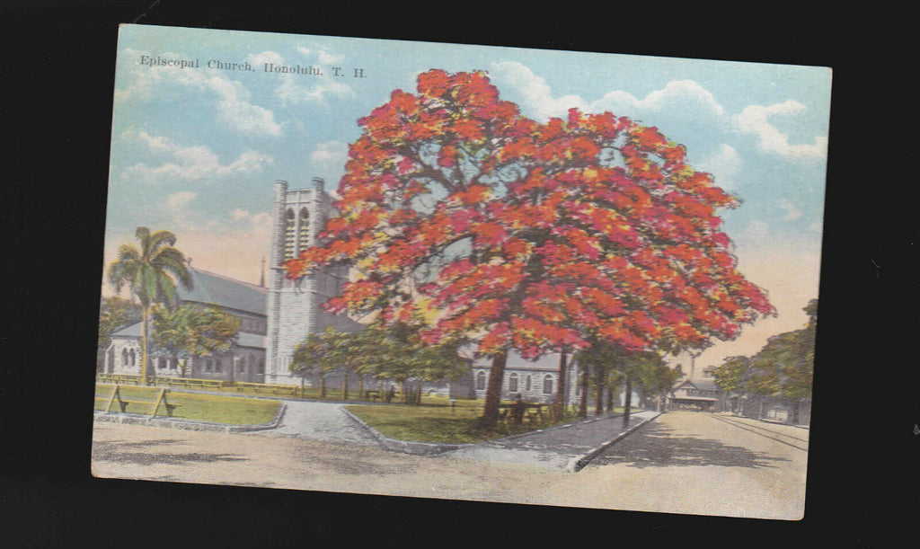 Episcopal Church Honolulu TH Hawaii unused postcard- Island Curio