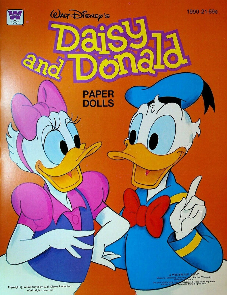 Daisy & Donald Duck Paper Dolls Unused Walt Disney Whitman 1978