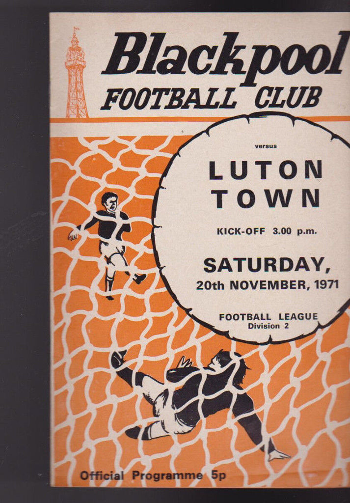Luton Town at Blackpool FC Soccer Program Football November 20 1971