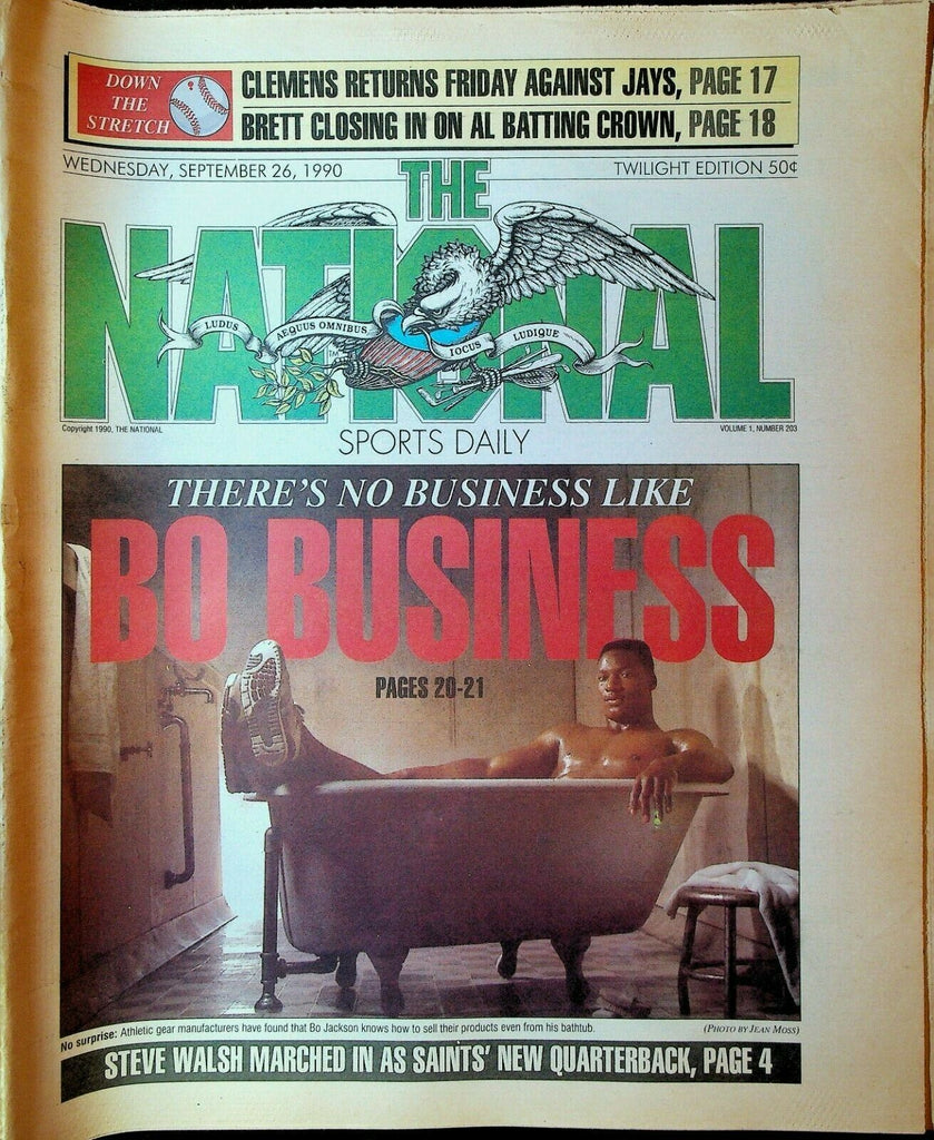 The National Sports Daily September 26 1990 Bo Jackson Mario Lemieux