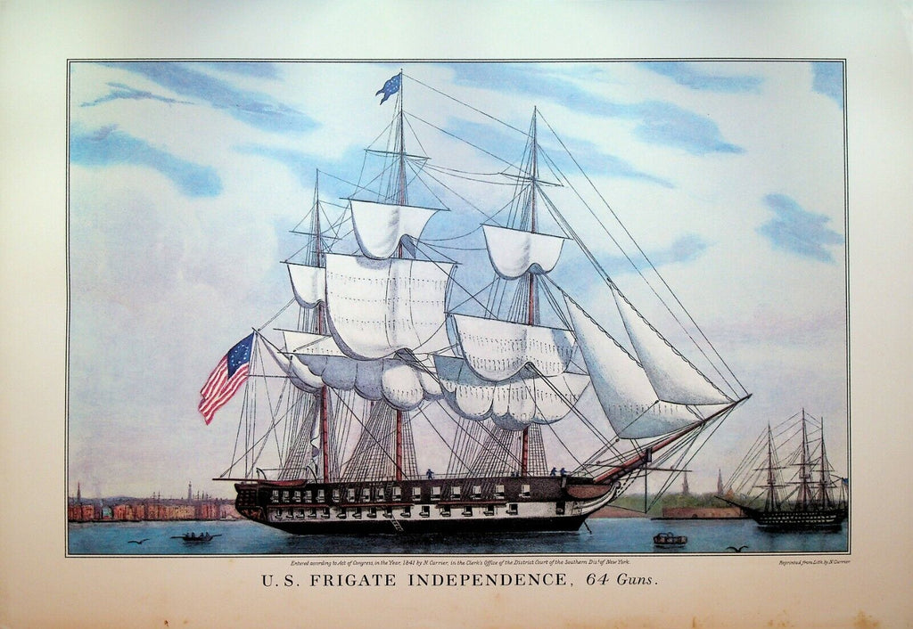 Currier & Ives Calendar Topper 1971 US Frigate Independence Ship