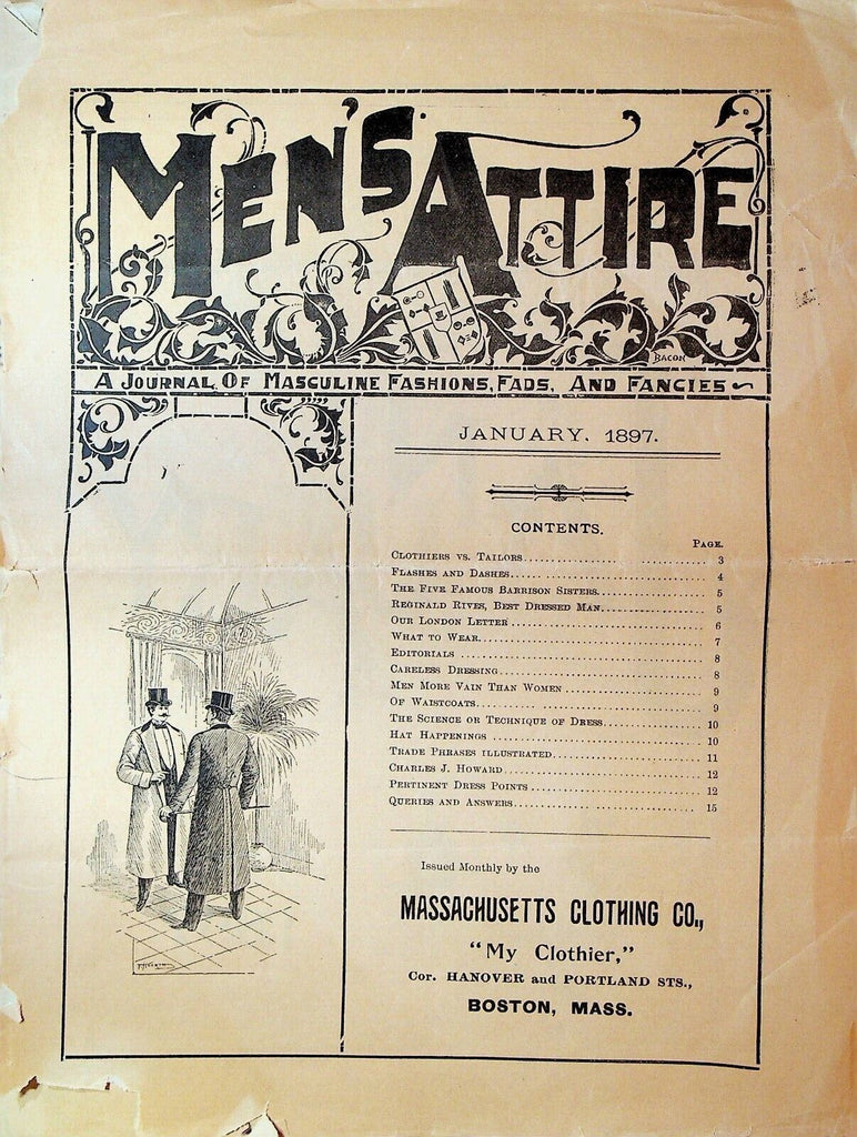 Men's Attire Magazine January 1897 Barrison Sisters Reginald Rives
