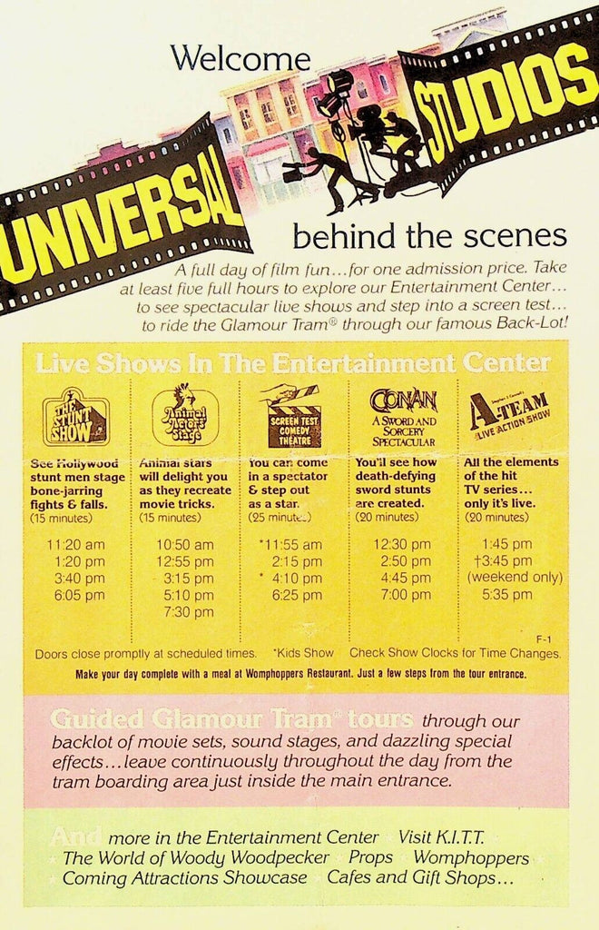 Universal Studios Welcome Behind the Scenes Brochure 1984 A-Team Conan